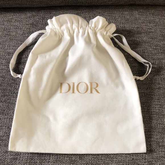 Dior Dustbag Pouch Cream Drawstring Medium 13’’x 10.5’’ Authentic New - Picture 1 of 7